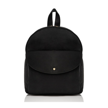 Zestaw plecak skórzany damski vintage + portfel czarny ZZ-05