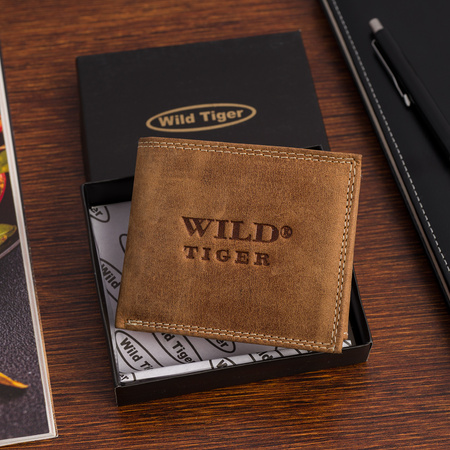 Portfel męski mały Wild Tiger - jasnobrązowy