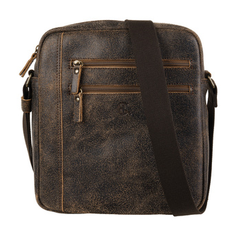 Torba męska skórzana vintage brązowa z regulowanym paskiem