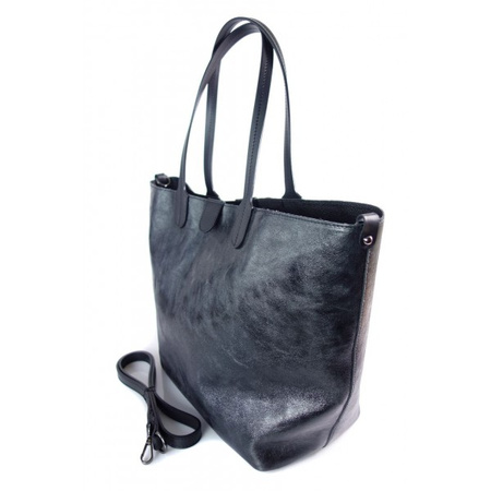 Duża torba Shopper Bag na ramię Vera Pelle  Nero czarna  SB599N