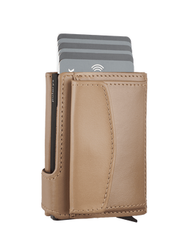 Portfel SOLO Max wykonany z miękkiej w dotyku skóry Italia beżowy