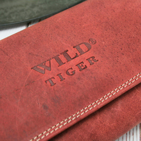 Portfel damski skóra nubuk Wild Tiger - czerwony