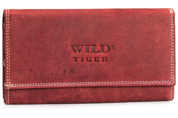 Portfel damski skóra nubuk Wild Tiger - czerwony