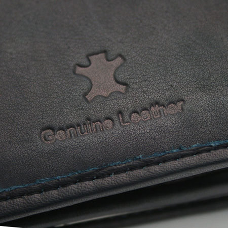 Skórzany portfel damski Bellugio - granatowo-czarny