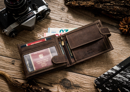 Portfel męski z nubukowej skóry naturalnej - Klasyka Peterson