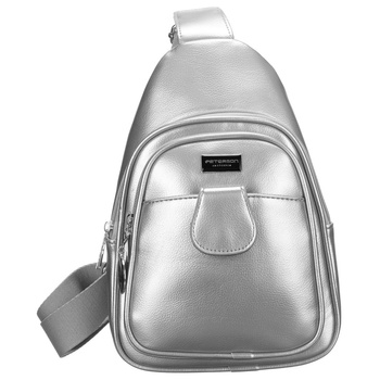 Saszetka damska Peterson srebrna z eko skóry na ramię crossbody