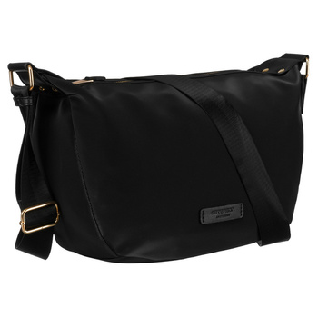 Czarna, jednokomorowa listonoszka miejska zawieszona na regulowanym pasku - Peterson