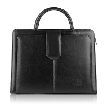 Teczka aktówka damska skórzana Paolo Peruzzi Bergamo czarna 168BY-BL