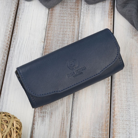 Etui na okulary skórzane Paolo Peruzzi T-83-DB granatowe