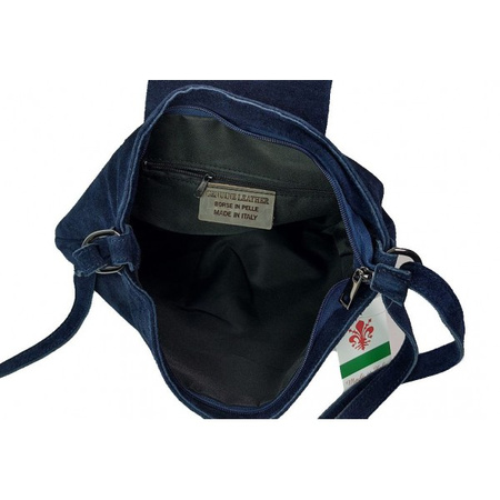 Listonoszka zamszowa Vera Pelle A5, granatowa, włoska torebka