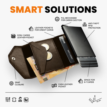 Portfel PORTER Go wykonany z miękkiej w dotyku skóry Italia brązowy