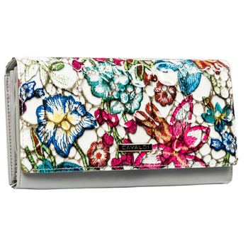 Portfel damski w kwiaty wielokolorowy z zatrzaskiem - 4U Cavaldi