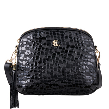 Listonoszka Canaletto z naturalnej skóry w krople i złotymi detalami