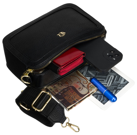 Torebka damska Rovicky z regulowanym paskiem na ramię - czarna elegancja