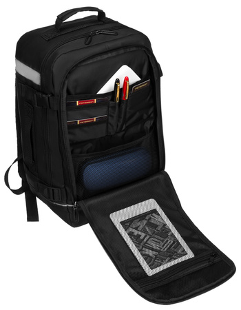 Plecak podróżny czarny z uchwytem na walizkę - Peterson