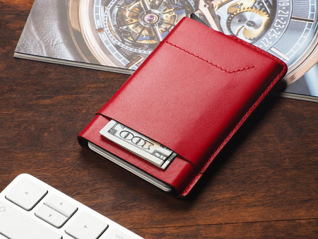 Portfel GOBI wykonany z miękkiej skóry Italia czerwony