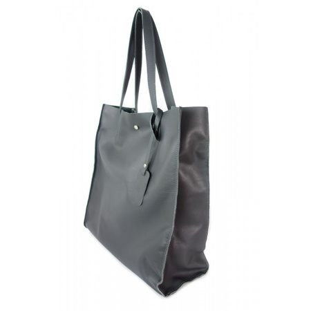 Duży pojemny worek Shopper bag na ramię A4 Vera Pelle Szary Grafit  GL46G