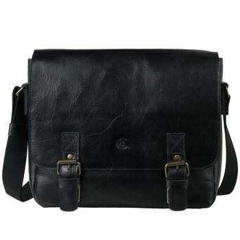 Torba skórzana męska Canaletto vintage w kolorze czarnym