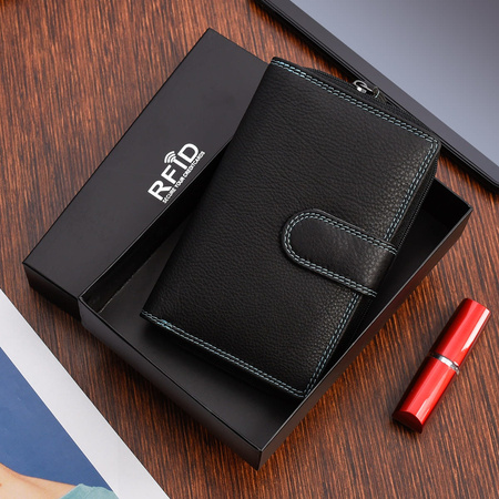 Portfel skórzany damski Bellugio kolorowy - czarny