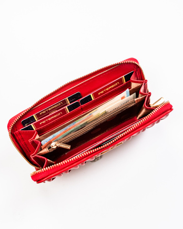 Portfel damski Peterson w czerwonym kolorze z dużą przestrzenią