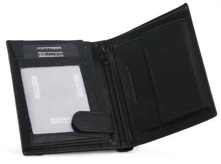 Portfel męski skórzany RFID - czarno-czerwony