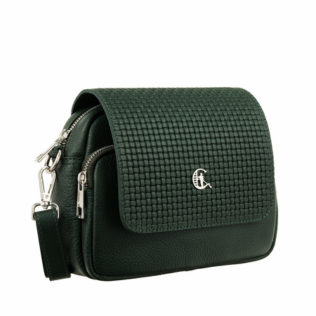 Listonoszka skórzana Canaletto z tłoczeniem - zielona elegancja na co dzień