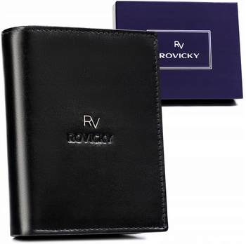 Stylowy, skórzany portfel męski bez zapięcia - Rovicky