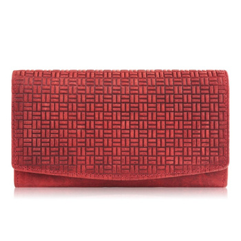 Elegancki czerwony portfel damski skórzany vintage Paolo Peruzzi