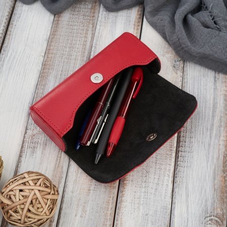 Etui na okulary piórnik pokrowiec skórzany Paolo Peruzzi T-83-RD