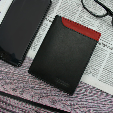 Portfel męski z kolorową wstawką Bellugio - czarno-czerwony