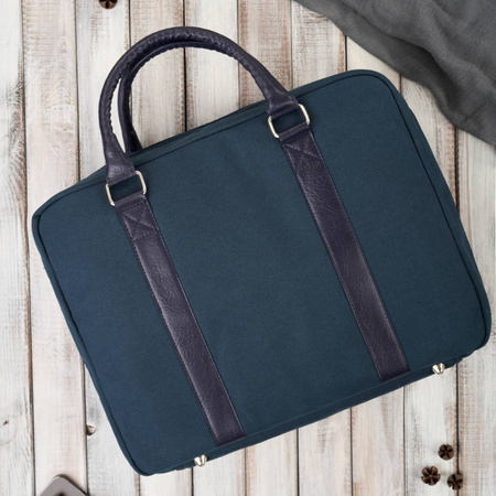 Torba męska na ramię lub do ręki wegaska do pracy na laptopa granatowa Paolo Peruzzi E-14-DB