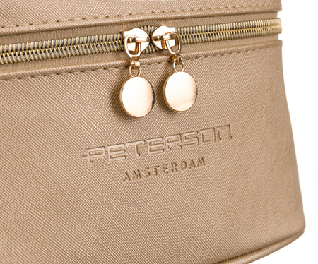 Kosmetyczka kuferek z ekoskóry w kolorze złotym - Peterson