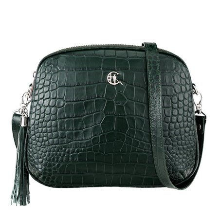 Listonoszka skórzana Canaletto w zielonym kolorze z tłoczeniem krokodyla