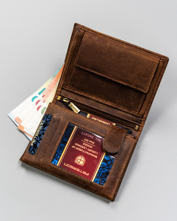 Duży, pionowy portfel męski ze skóry naturalnej - Peterson