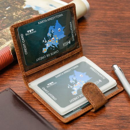 Etui skórzane na karty dokumenty wizytownik RFiD
