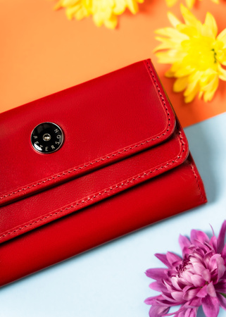 Portfel damski elegancki czerwony - Peterson z miejscem na monety