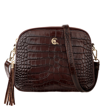 Listonoszka skórzana Canaletto z krokodylim wzorem i złotymi detalami