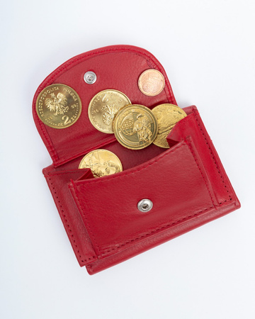 Portfel damski Rovicky ze skóry naturalnej, czerwony, mały, casualowy