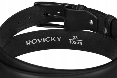 Pasek męski ze skóry ekologicznej z klasyczną klamrą - Rovicky 105