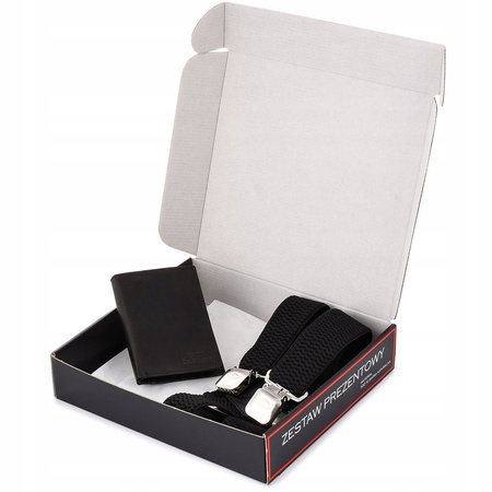 Zestaw męski skóra portfel pion szelki Beltimore