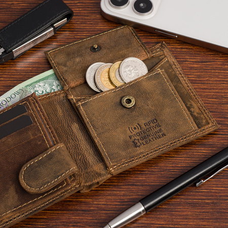 Portfel męski mały Wild Tiger - ciemnobrązowy