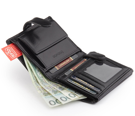 Portfel skórzany z RFID - Peterson, duży i elegancki w czerni