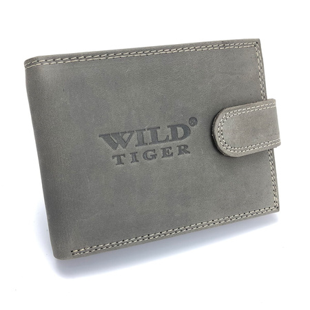 Portfel męski skóra nubuk nap Wild Tiger - ciemnoszary