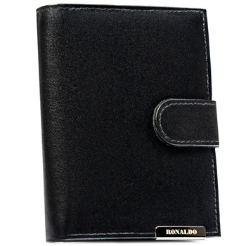 Portfel męski ze skóry naturalnej w czarnym kolorze zapinany na zatrzask - Ronaldo