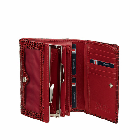 Portfel damski skórzany croco Canaletto w eleganckim bordo