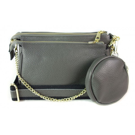 Torebka listonoszka Vera Pelle 3w1 szara ze złotymi okuciami A5 VP791G