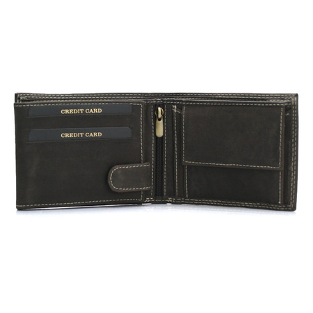 Portfel męski skóra nubuk Wild Tiger - ciemnobrązowy