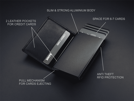 Portfel KANGOO wykonany z delikatnej skóry Italia czarny