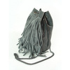 ZAMSZOWA LISTONOSZKA WOREK  FRĘDZLE  WŁOSKA SKÓRZANA SZARA TOREBKA  WL45G
