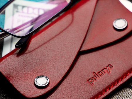 Portfel RETRO wykonany z roślinnie garbowanej skóry Nomad czerwony